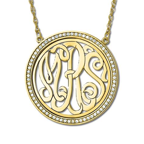 Monogram Initial Necklace With Diamond Accents 14k Yellow Gold 034ct