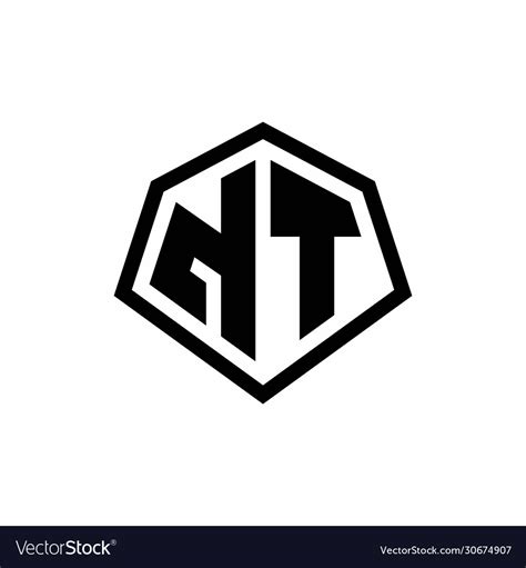 Nt Monogram Logo With Hexagon Shape And Line Vector Image