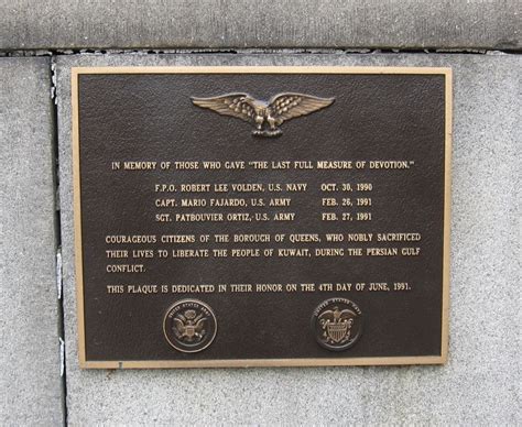 Queens Borough Hall Persian Gulf War Memorial A War Memorial