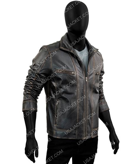 Mens Black Rivet Motorcycle Leather Jacket Usajacket