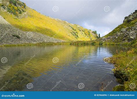 Beautiful Mountain Lake Surrounded By Impressive Mountains Of Th Stock