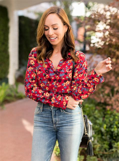 Sydne Style Wears And Other Stories Red Floral Button Down Shirt With