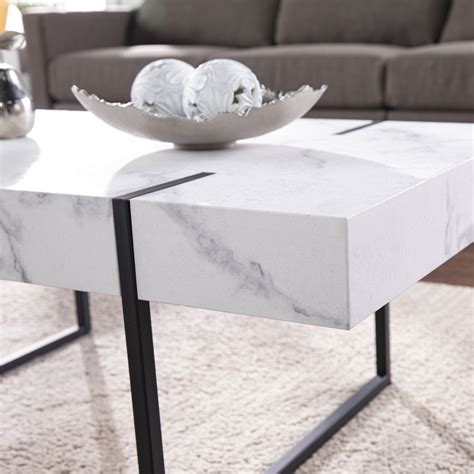 Southern Enterprises Rahilee Modern Rectangle Faux Marble Cocktail Table