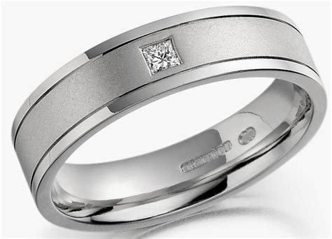 Mens White Gold Wedding Rings Square Diamond