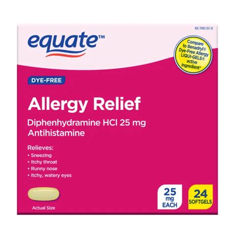 Dropship Equate Allergy Relief Softgels With Diphenhydramine Hcl 25mg