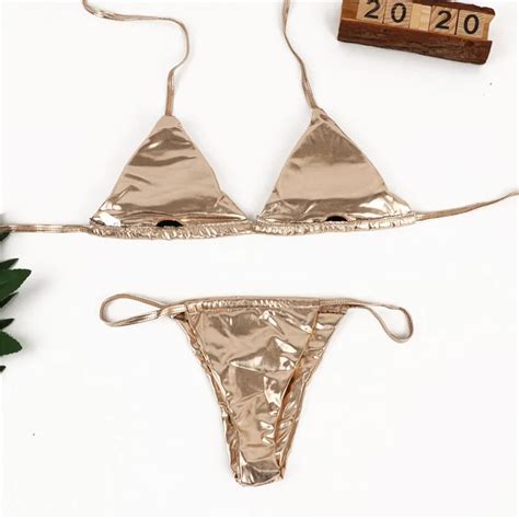 buy dropship products of sexy bikini swimwear women gold silver bathing suit push up luxury