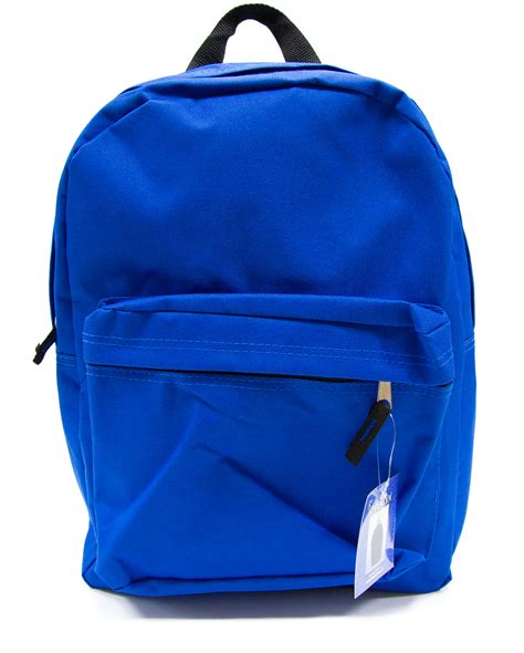 Wholesale 15 Basic Backpacks Blue Front Zipper Pouch Dollardays