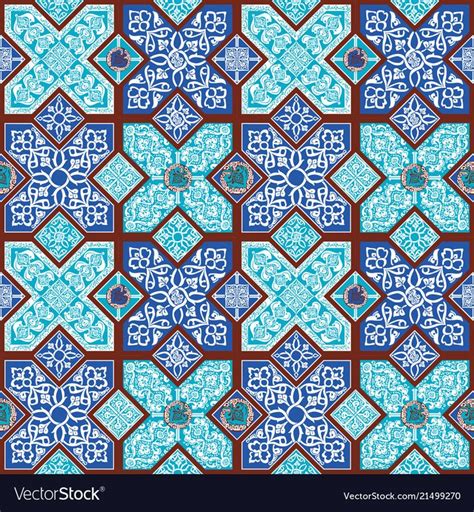 Seamless Pattern In The Form Of Persian Tiles Mosaic Decorated With