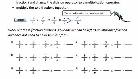 Dividing Fractions Worksheet
