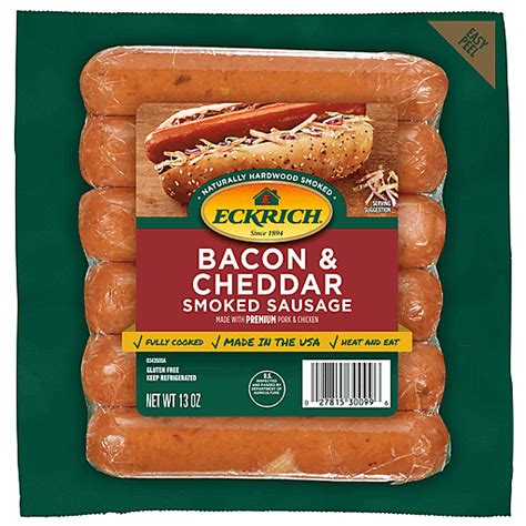 Eckrich Sausage Smoked Bacon And Cheddar 11 Oz Sausages Reasors