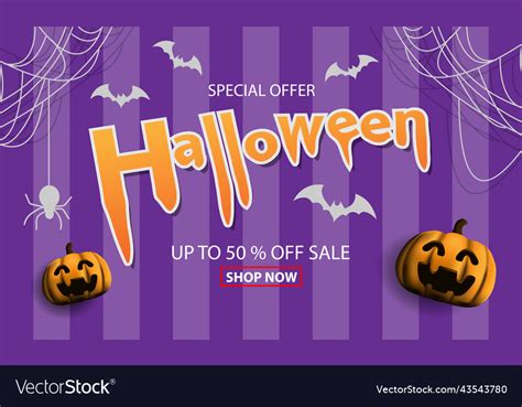 Happy Halloween Sale Banners Night Party Vector Image