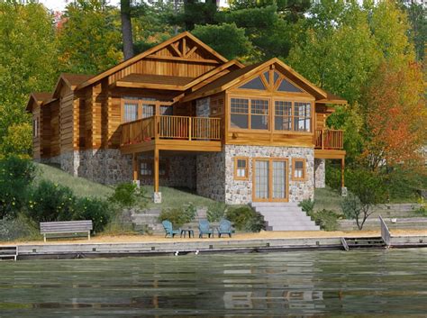 Log Cabin On A Lake With Walkout Basement Lake Houses Exterior