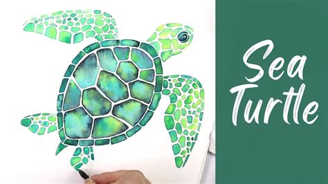 Sea Turtle In Watercolor Easy Beginner Painting Techniques Youtube