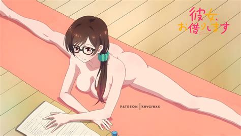 Mizuhara Chizuru Kanojo Okarishimasu 1girl Ass Blush Glasses Nude Split Image View