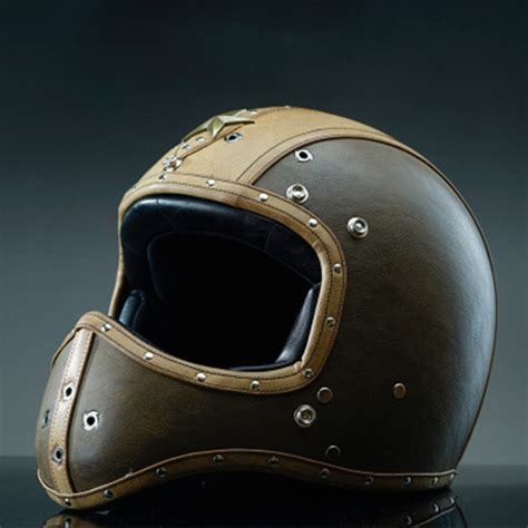 Vintage Motorcycle Helmet Full Face Deluxe Pu Leather Motocross Racing