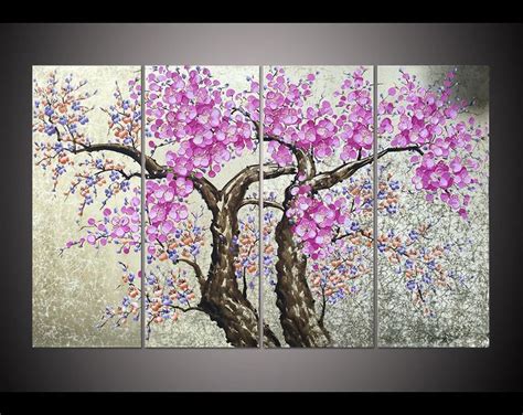 Hand Painted Blooming Pink Plum Blossom Flower Tree Home Decor Etsy