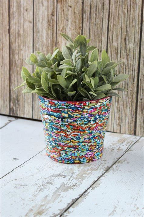 Large And Colorful Indoor Plant Pot With Drainage Plate Etsy Mosaic