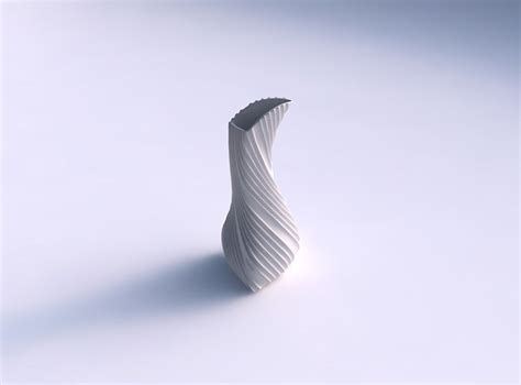 Vase Puffy Bent Triangle With Twisted Extruded Lines 3d Model 3d Printable Cgtrader