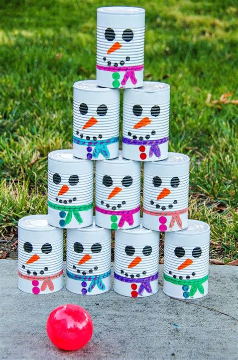 Diy Snowman Tin Can Toss Fun Winter Activity For Kids