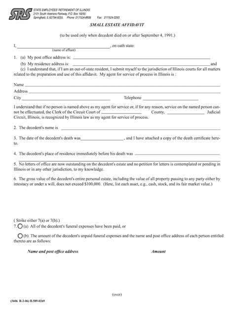 Form Small Estates Affidavit State Retirement Systems Of Fill Out And Sign Printable PDF