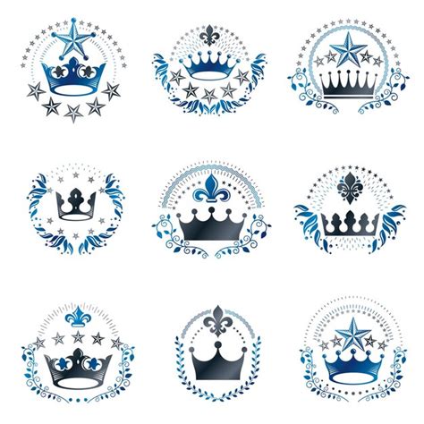 Premium Vector Royal Crowns Emblems Set Heraldic Vector Design