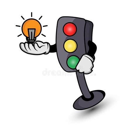 Traffic Light Character Cartoon Illustration With Phone Design Vector