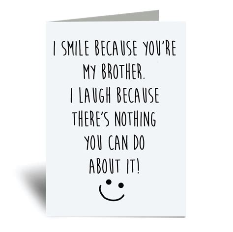 Brother Greeting Card I Smile Because Youre My Brother I Etsy