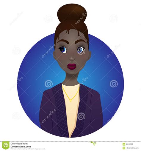 Beautiful Dark Skinned Girl With Big Blue Eyes Red Lips Stock Illustration Illustration Of