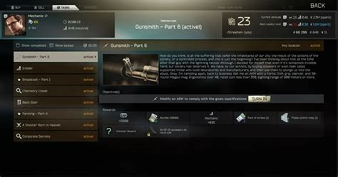 Gunsmith Part Patch Mechanic Task Guide Escape From Tarkov