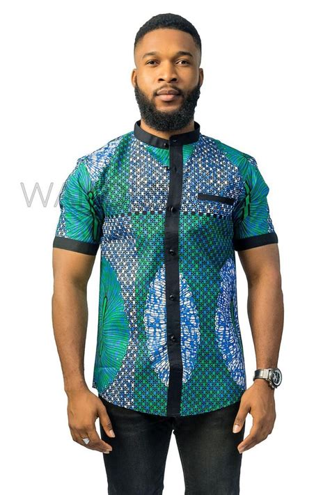 Colorful Ankara Shirt With Bishop Collar African Print Shirt African