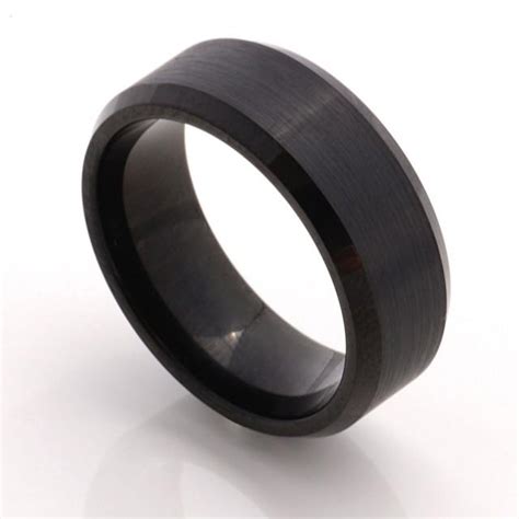 Matte Black Men39s Wedding Band 8mm Men39s Ring Tungsten Carbide Ring Comfort Fit Durable 