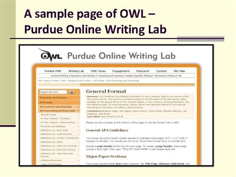Purdue Owl Apa Works Cited Page The Owl At Purdue Citation Style