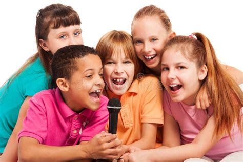 Portrait Of Kids Singing Together Stock Photo Image Of Preschooler