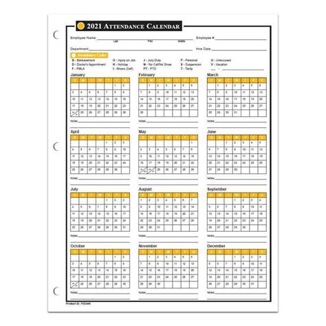 2021 Attendance Calendar Printable Pdf Calendar Printables Free Blank