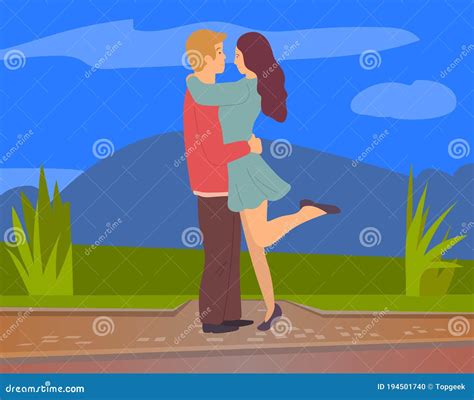 Lovers Meet In Nature Romantic Meeting In The Country Beautiful Views