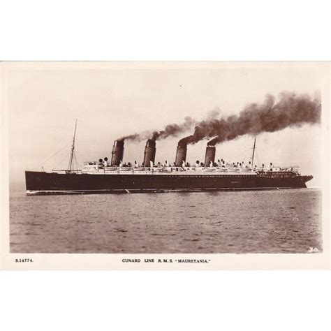 Real Photo Cunard Line Rms Mauretania Ocean Liner Shipping Postcard