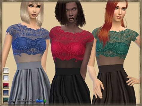 The Sims Resource Dress Lace Top By Bukovka • Sims 4 Downloads