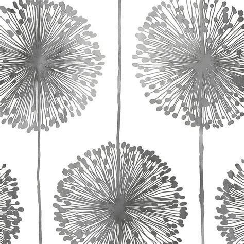 Muriva Dandelion Floral Wallpaper White Grey Dandelion Wallpaper