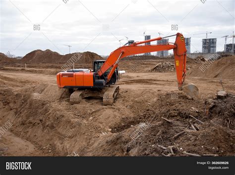 Red Excavator During Image And Photo Free Trial Bigstock