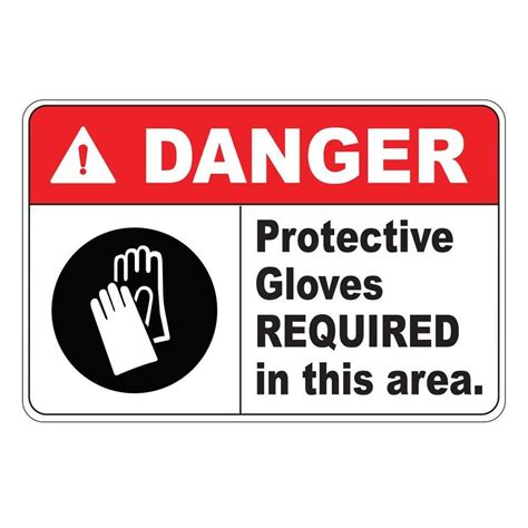 Rectangular Plastic Danger Protective Gloves Required Safety Sign Pse