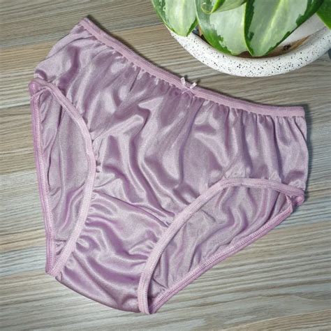 Vintage Silky Nylon Panties Grape Purple Bikini Soft Brief Size 7 8 Hip