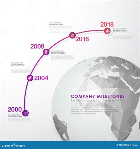 Infographic Startup Milestones Timeline Vector Template Stock Vector
