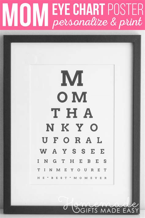 Diy Eye Chart Personalized Mothers Day T