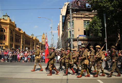 Participants Marching During Australia Day Parade In Melbourne