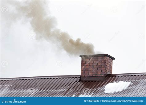 Smoke Coming Out Of The House Chimney Stock Image Image Of Furnace