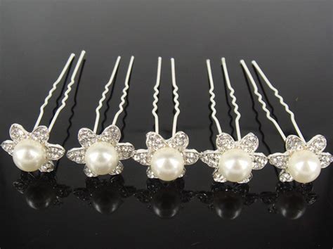 Fashion 12pcs Wedding Bride Pearl Flower Crystal Hair Twists Spins Pins Newhair Twists Spins