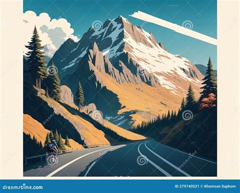 Thrilling Anime Adventure: Conquer the Twisty Cycling Road Race! Stock