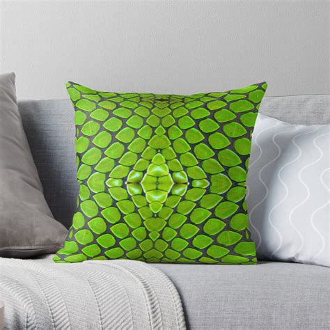 Snake Skin Pit Viper Green Throw Pillow By Pcfm Redbubble