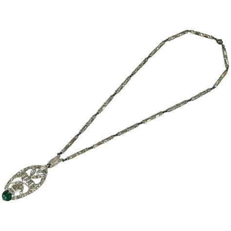 Art Deco Emerald Bead Pendant At 1stdibs