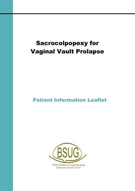 Pdf Sacrocolpo Pexy For Vaginal Vault Prolapse A Sacrocolpopexy Is